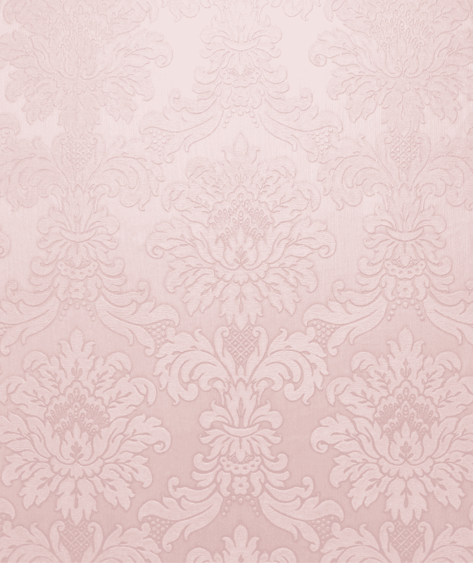 Ornate pink damask wallpaper with floral and scroll patterns adds a touch of elegance, perfect for sophisticated branding.