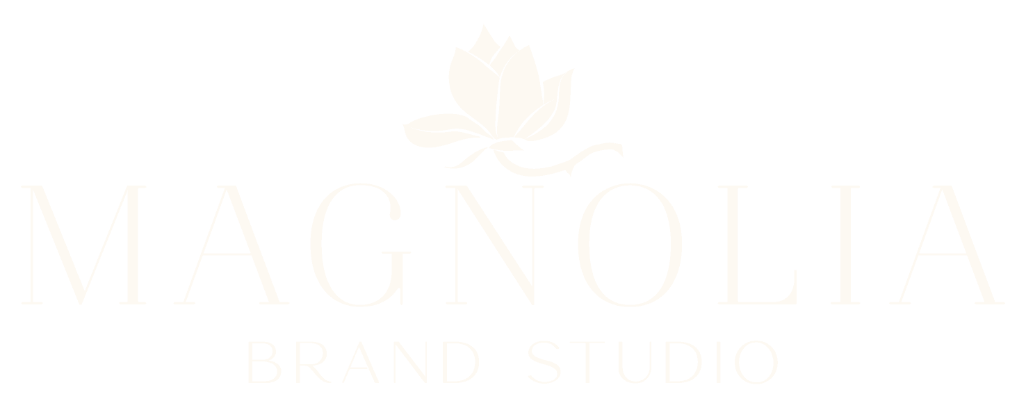 Logo for Magnolia Brand Studio featuring a stylized magnolia flower above the text.